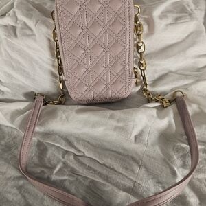 Zara Lilac With Gold Strap Quilted Crossbody Bag